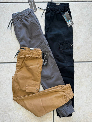 Boy's Pull-On Twill Cargo Jogger Pants(Black)