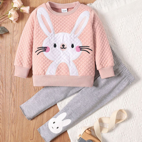 Girls Rabbit Graphic Top and Pants Set