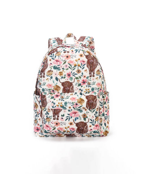 Highland Cow Floral Backpack