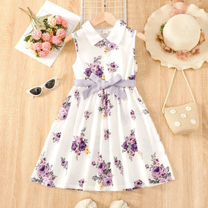 Floral Collared Neck Sleeveless Dress