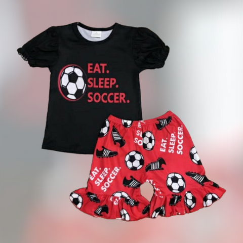Eat Sleep Soccer with Ruffles Short Set