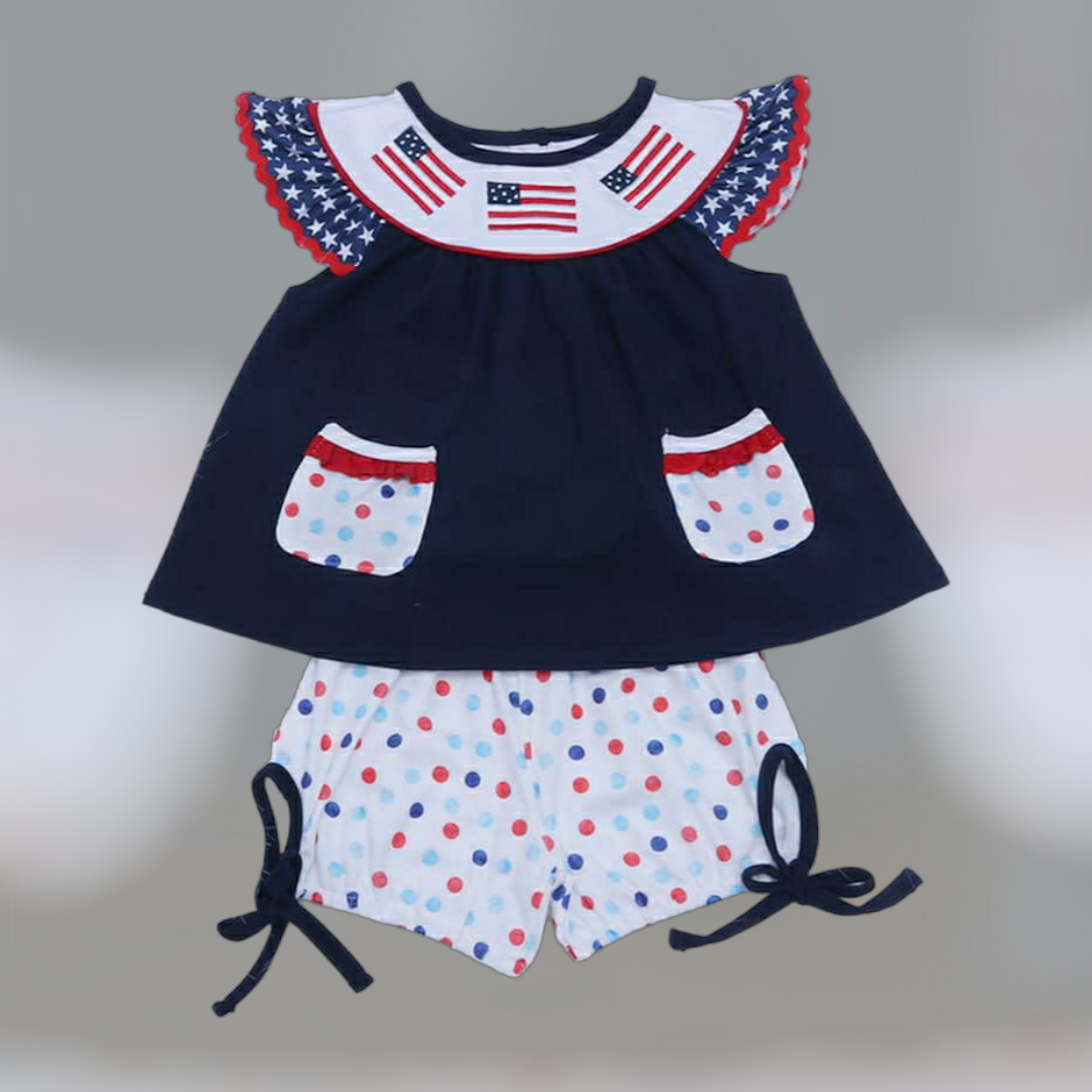 American Flags with Ruffled Sleeves