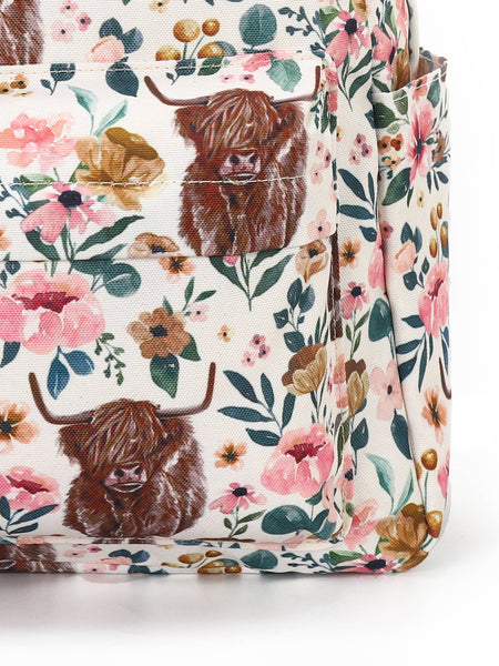 Highland Cow Floral Backpack