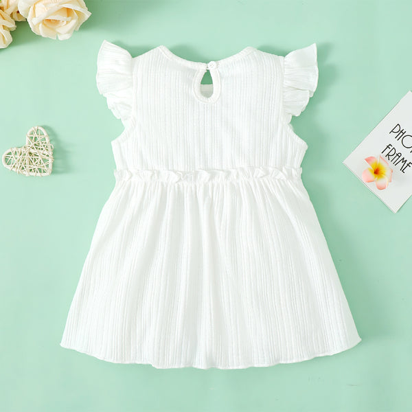 Ruffled Round Neck Cap Sleeve Dress