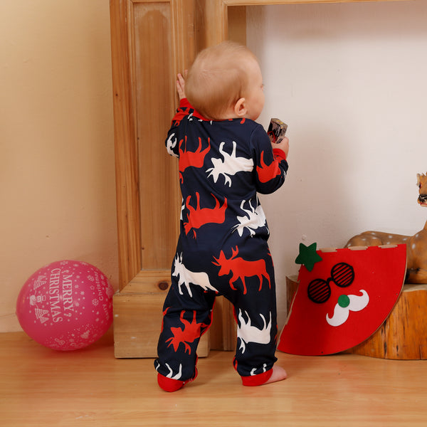 Baby Reindeer Print Round Neck Jumpsuit