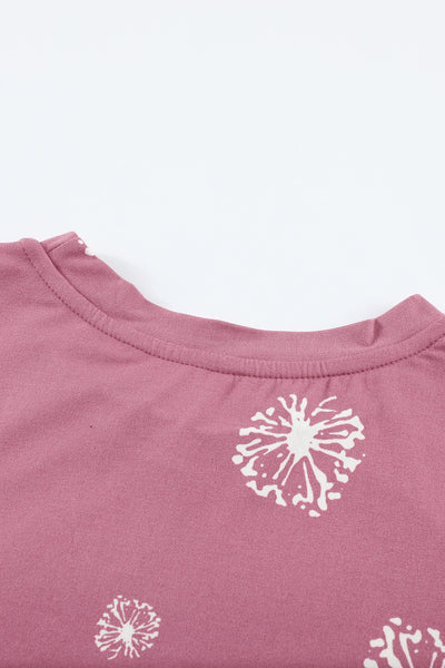 Girls Dandelion Print Round Neck Tee