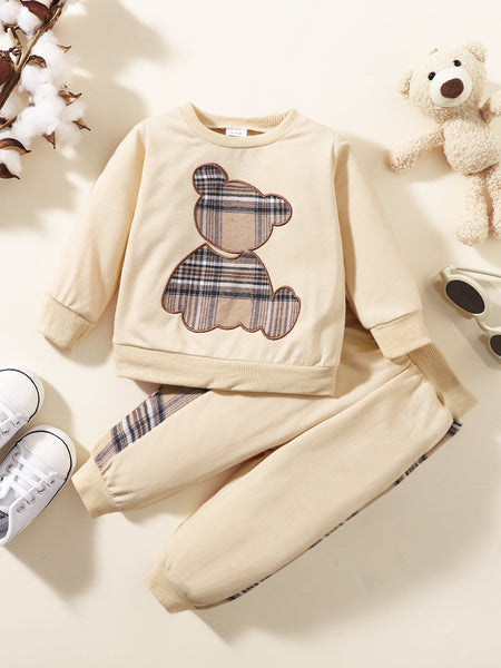 Plaid Bear Graphic Tee and Plaid Print Pants Kit