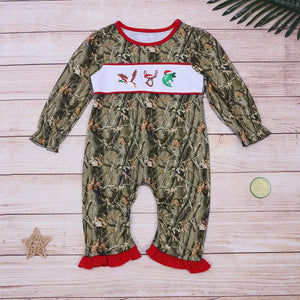 Camo Christmas Romper with Ruffles