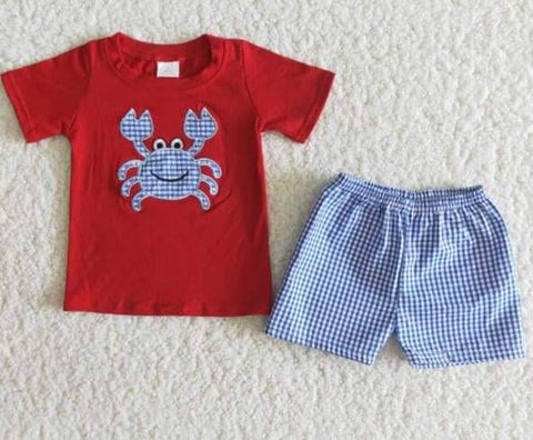 Crab Red Shirt Blue