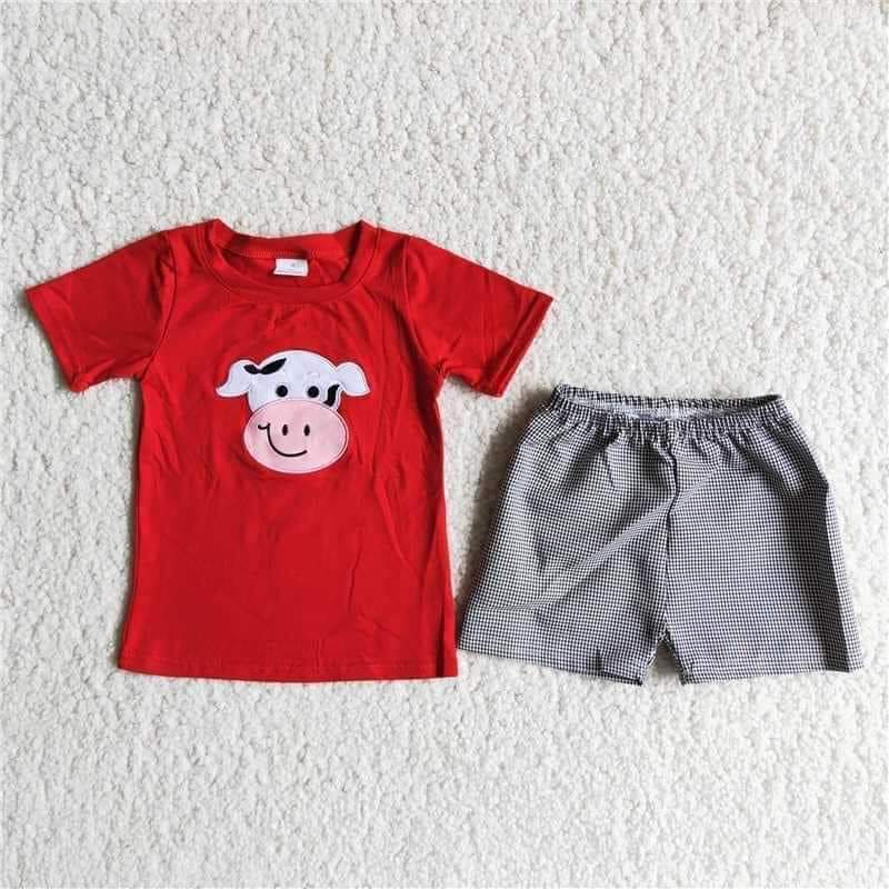 Cow Red Short Set