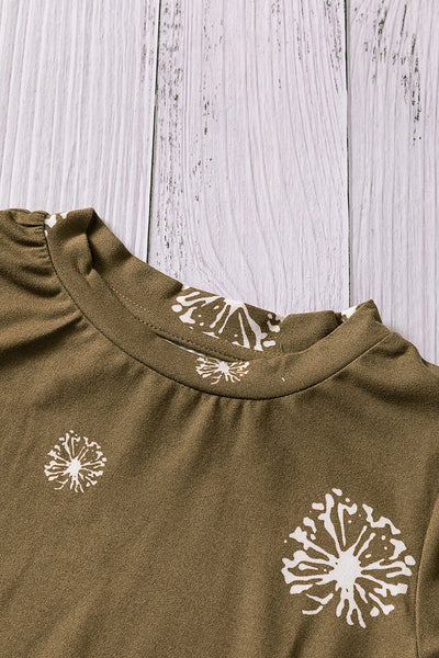 Girls Dandelion Print Round Neck Tee